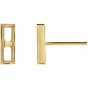 14K Yellow Gold 4x2.5 mm Straight Baguette Bar Earring Mounting