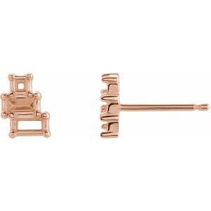 14K Rose Gold Geometric Cluster Earring Mounting