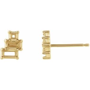 14K Yellow Gold Geometric Cluster Earring Mounting