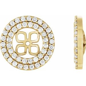 14K Yellow Gold 3/4 CTW Natural Diamond Earring Jackets for 8 mm Pearl Stud Earrings
