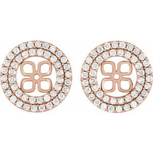 14K Rose Gold 3/4 CTW Natural Diamond Earring Jackets for 8 mm Pearl Stud Earrings – image 2