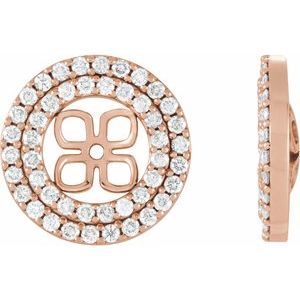 14K Rose Gold 3/4 CTW Natural Diamond Earring Jackets for 8 mm Pearl Stud Earrings