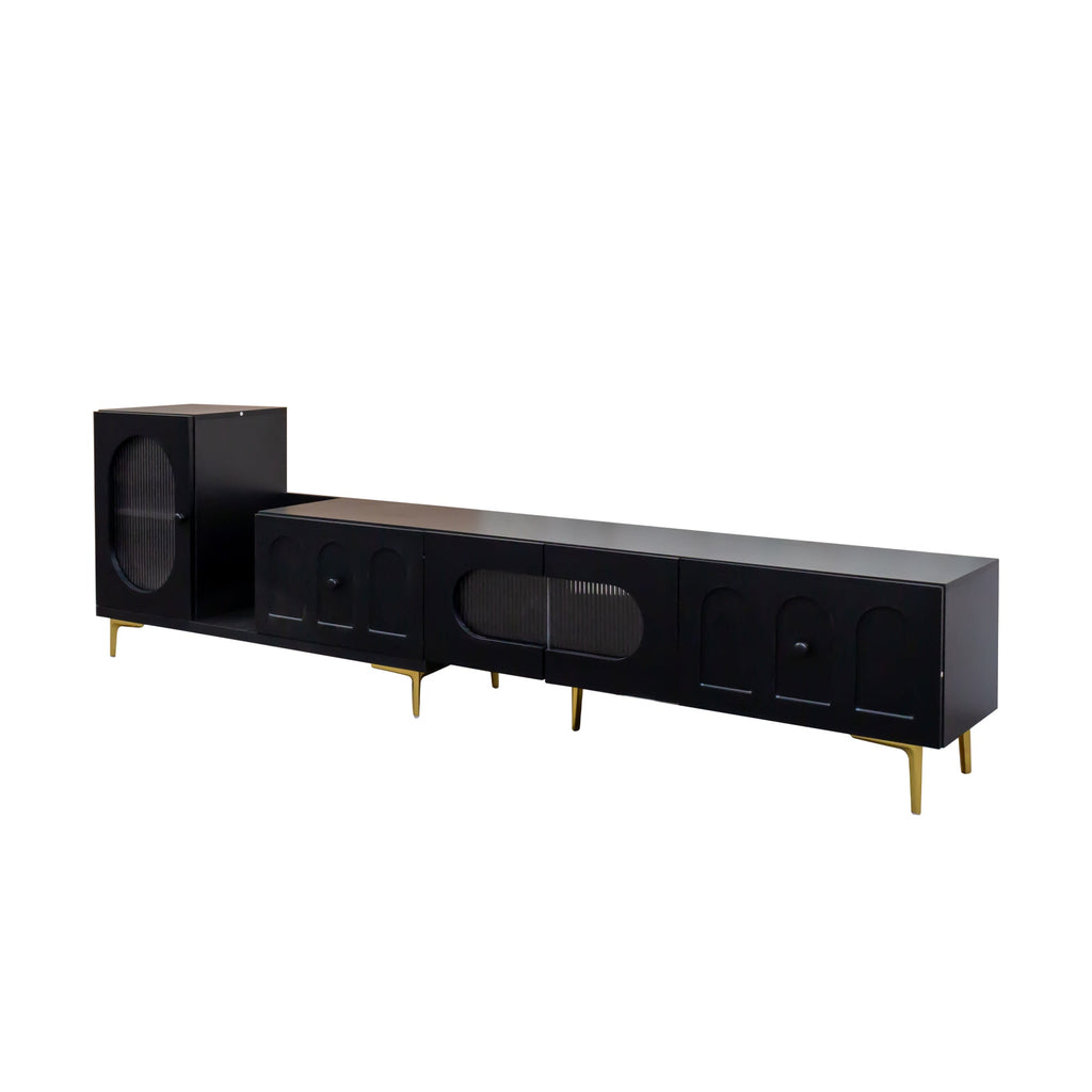 Wood Extendable TV Stand Rectangle Entertainment Center,Media TV Console for Living Room Bedroom