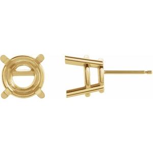 14K Yellow Gold 11 mm Round 4-Prong Earring Mounting