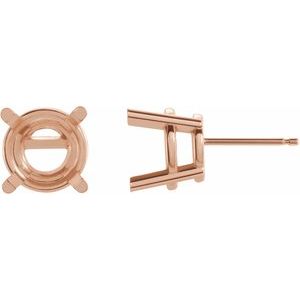 18K Rose Gold 7.75 mm Round 4-Prong Earring Mounting