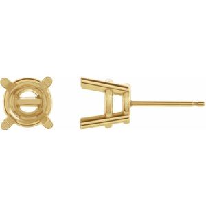 14K Yellow Gold 7.5 mm Round 4-Prong Earring Mounting
