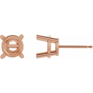 14K Rose Gold 6.5 mm Round 4-Prong Earring Mounting