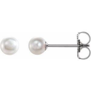 14K White Gold Cultured White Akoya Pearl Earrings