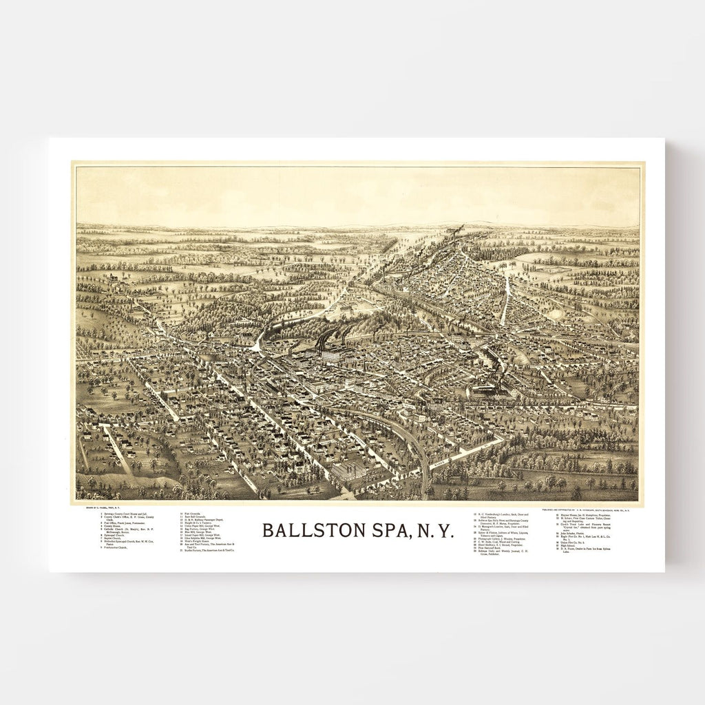 Vintage Map of Ballston Spa, New York 1890