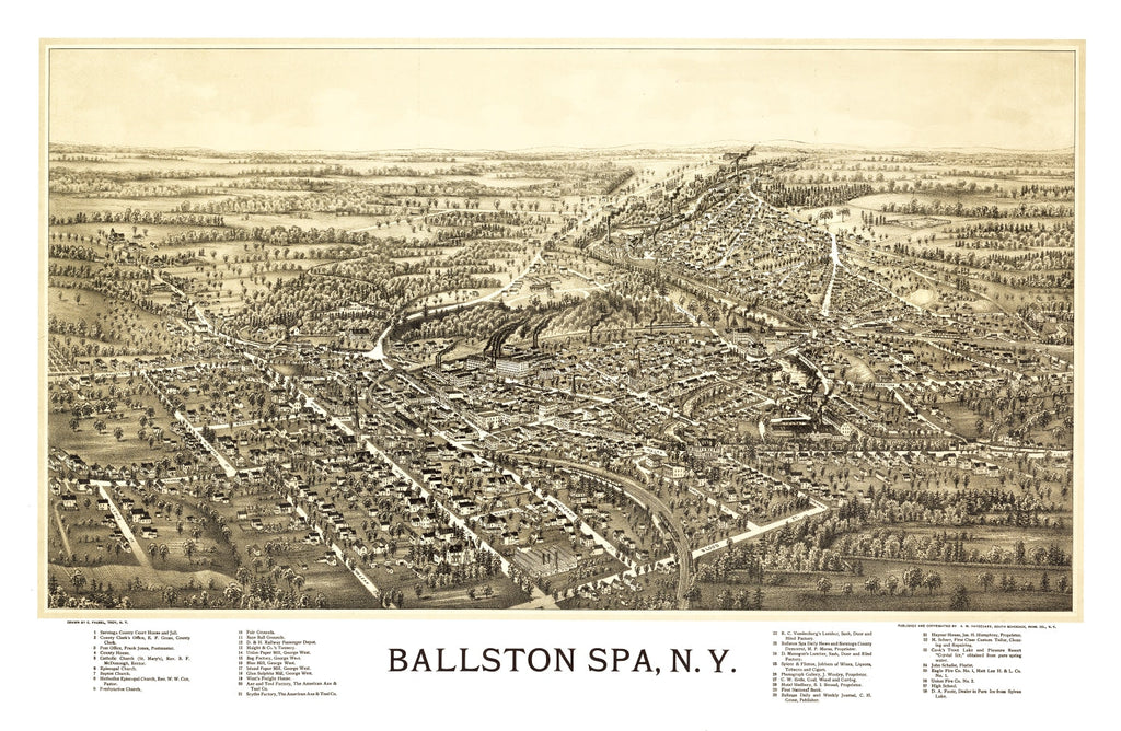 Vintage Map of Ballston Spa, New York 1890