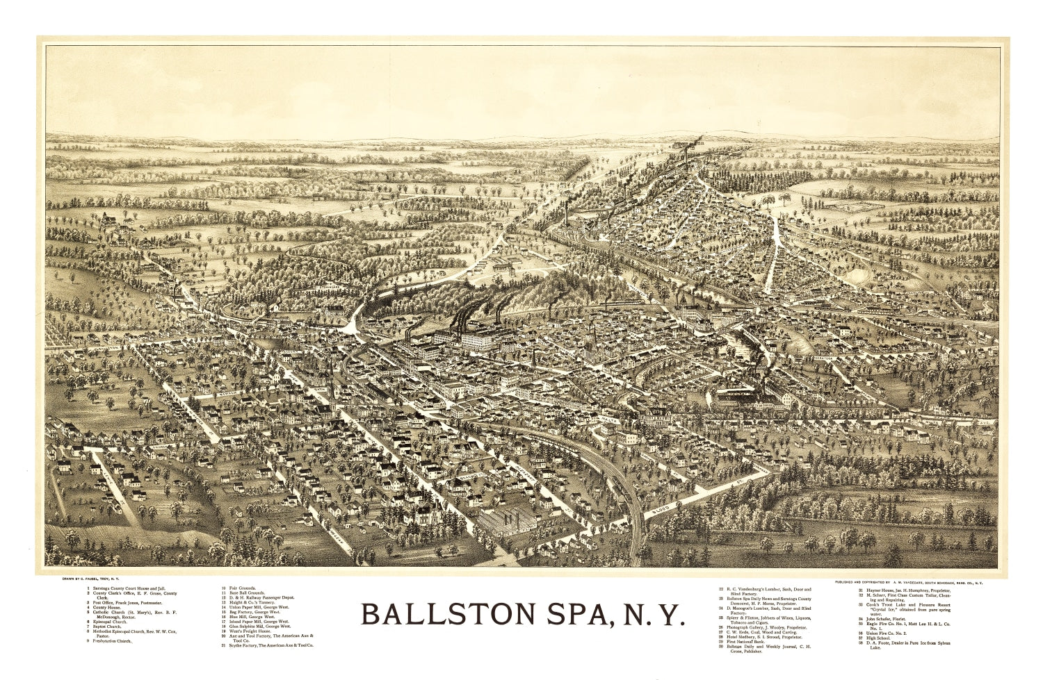 Vintage Map of Ballston Spa, New York 1890