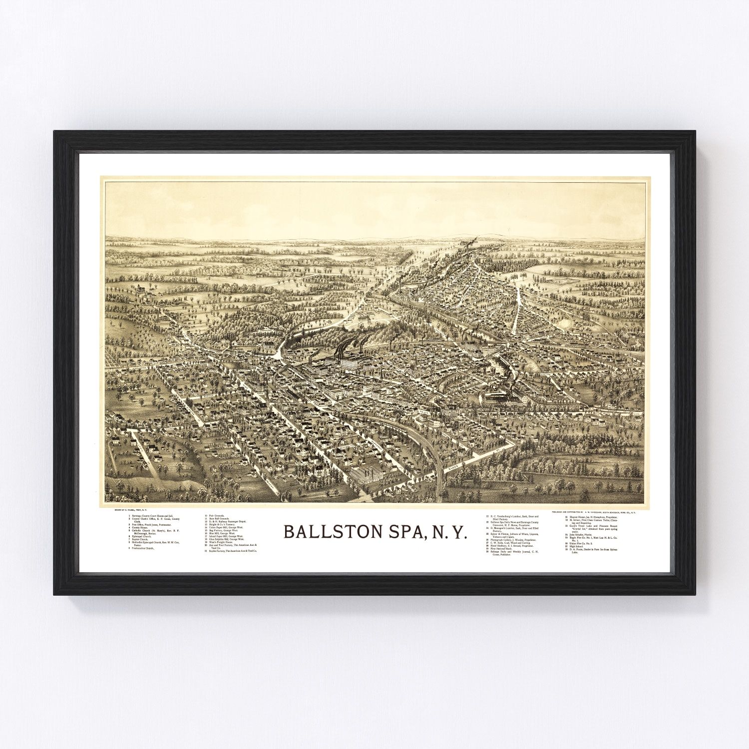 Vintage Map of Ballston Spa, New York 1890