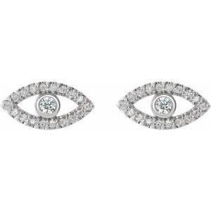 Sterling Silver Natural White Sapphire & Natural White Sapphire Evil Eye Earrings – image 2