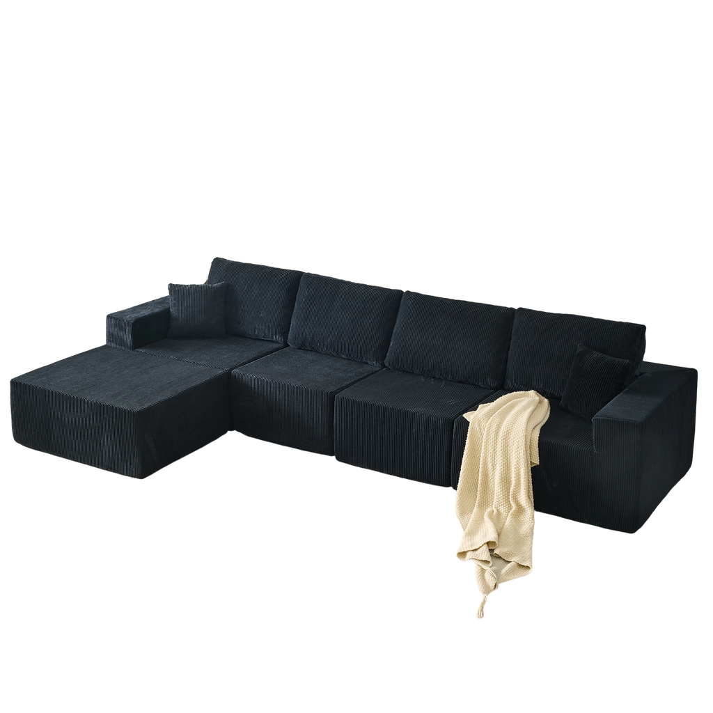 139.3' Modular Sectional Sofa,Boneless Couch, No Assembly,Cloud couch with Ottoman & 2 Pillows, Perfect for Living Rooms and Bedrooms
