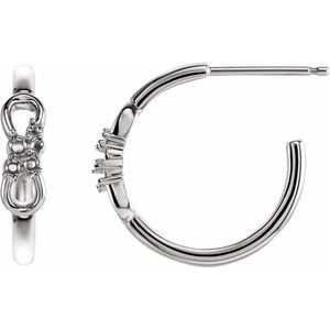 14K White Gold Left Infinity-Inspired Hoop Earring Mounting
