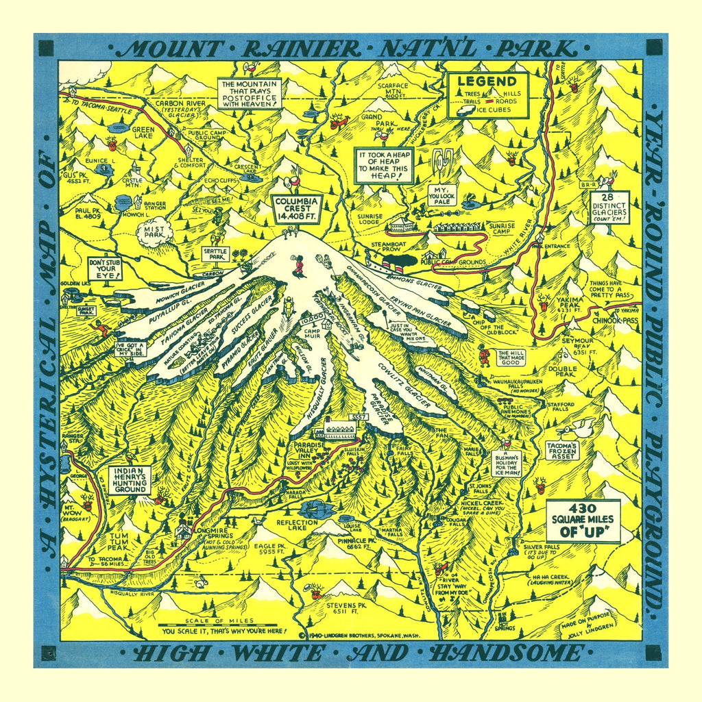 Vintage Map of Mount Rainier 1940