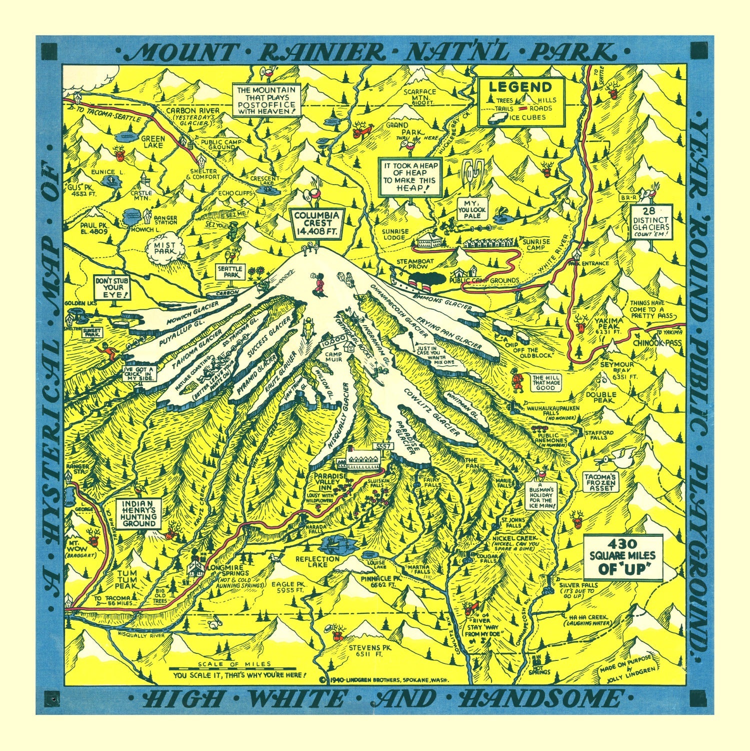 Vintage Map of Mount Rainier 1940