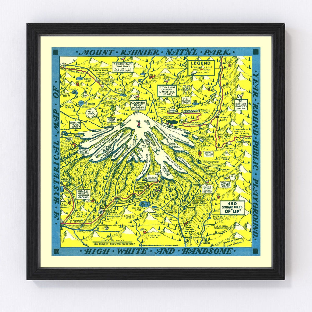 Vintage Map of Mount Rainier 1940