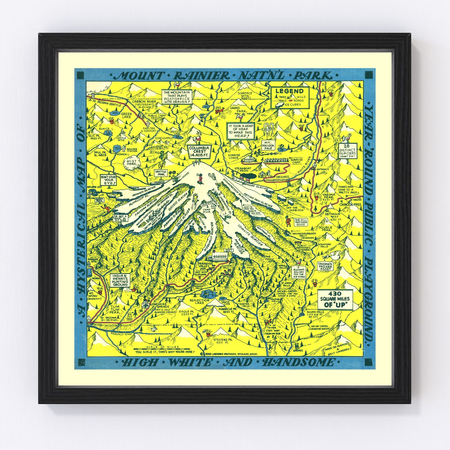 Vintage Map of Mount Rainier 1940