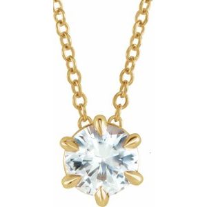 14K Yellow Gold 1/2 CT Natural Diamond Solitaire 16-18" Necklace