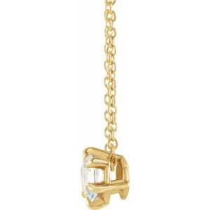 14K Yellow Gold 1/2 CT Natural Diamond Solitaire 16-18" Necklace