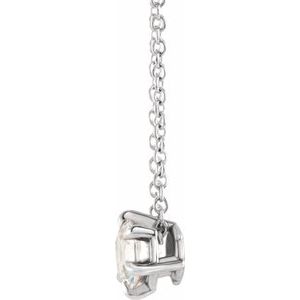 14K White Gold 1 CT Lab-Grown Diamond Solitaire 16-18" Necklace