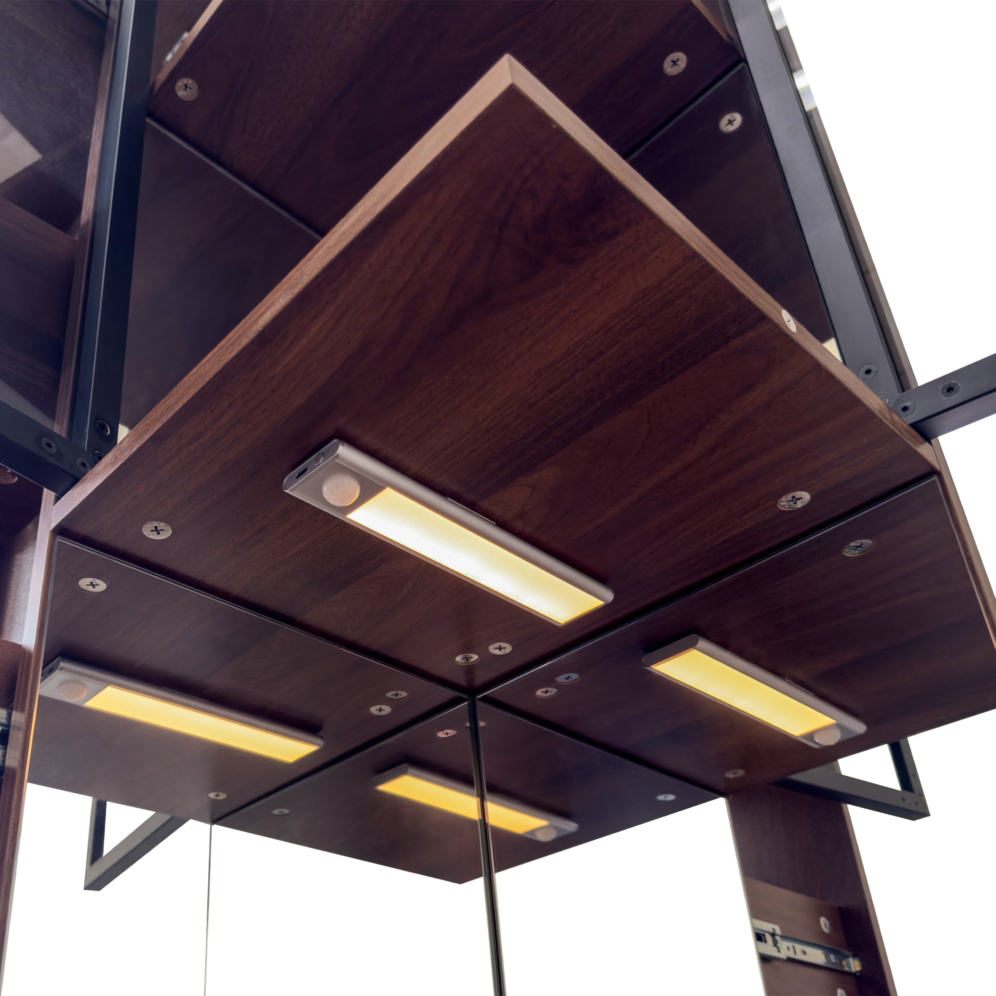 70' Display Cabinet with Glass Doors and Lights, with multi-functional pull-out multi-tier storage shelf , Wooden Display Storage Cabinets