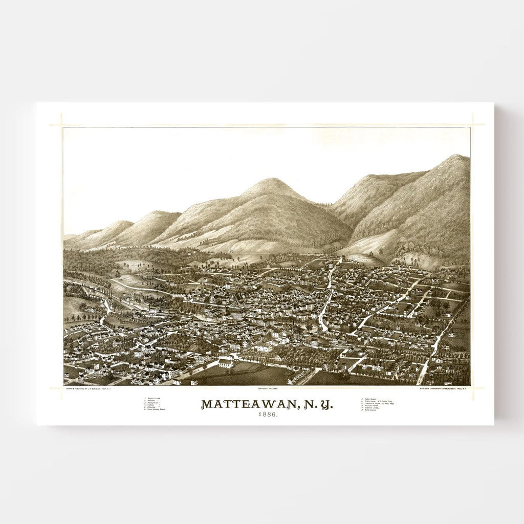 Vintage Map of Matteawan, New York 1886