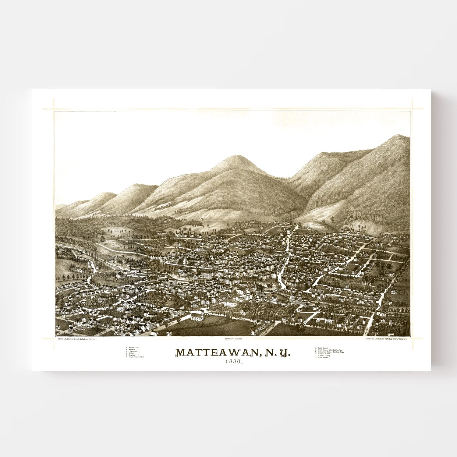 Vintage Map of Matteawan, New York 1886