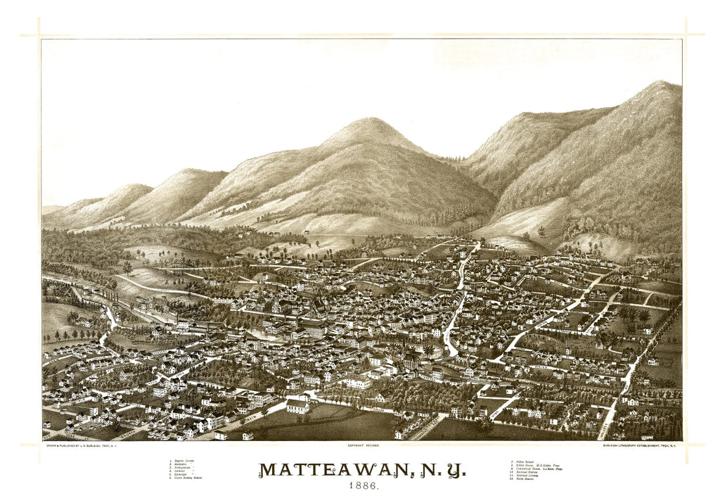 Vintage Map of Matteawan, New York 1886
