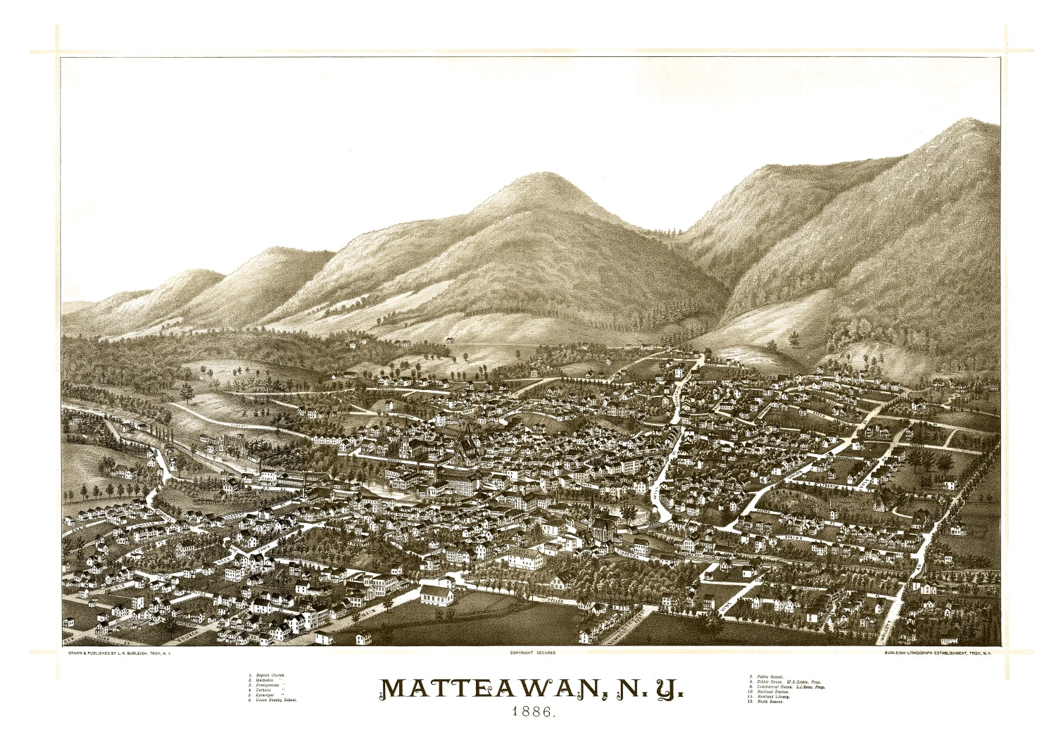 Vintage Map of Matteawan, New York 1886