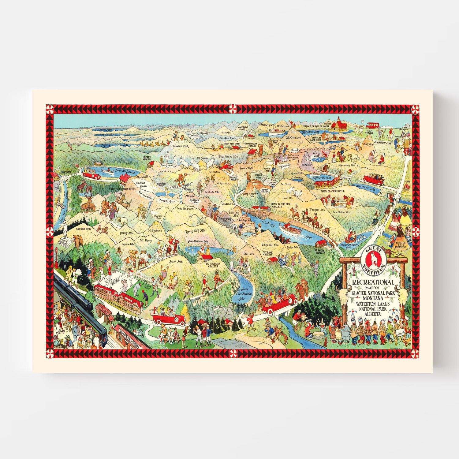 Vintage Map of Glacier National Park 1925