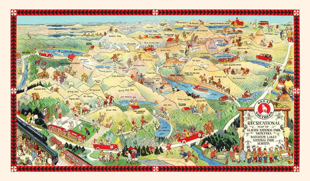 Vintage Map of Glacier National Park 1925