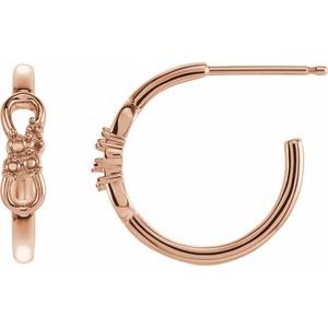 14K Rose Gold Left Infinity-Inspired Hoop Earring Mounting