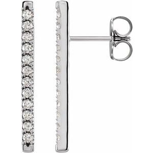 14K White Gold 1/3 CTW Natural Diamond French-Set Bar Earrings