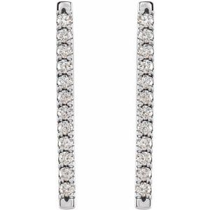 14K White Gold 1/3 CTW Natural Diamond French-Set Bar Earrings – image 2