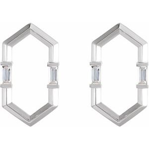 14K White Gold 1/3 CTW Natural Diamond Geometric Earrings – image 2