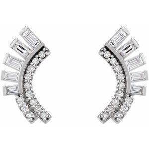 Sterling Silver 1/3 CTW Natural Diamond Fan Earrings – image 2