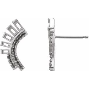 Platinum Right Baguette Accented Fan Earring Mounting