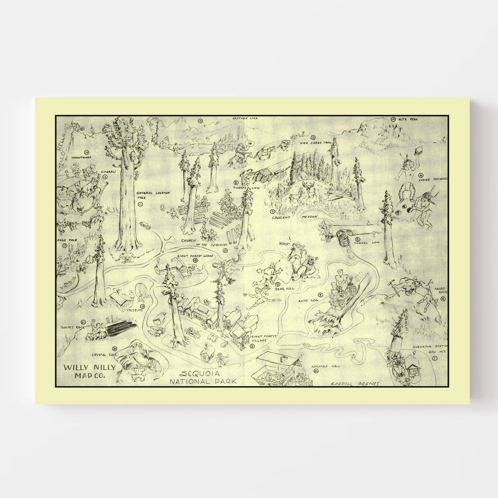 Vintage Map of Sequoia National Park 1945