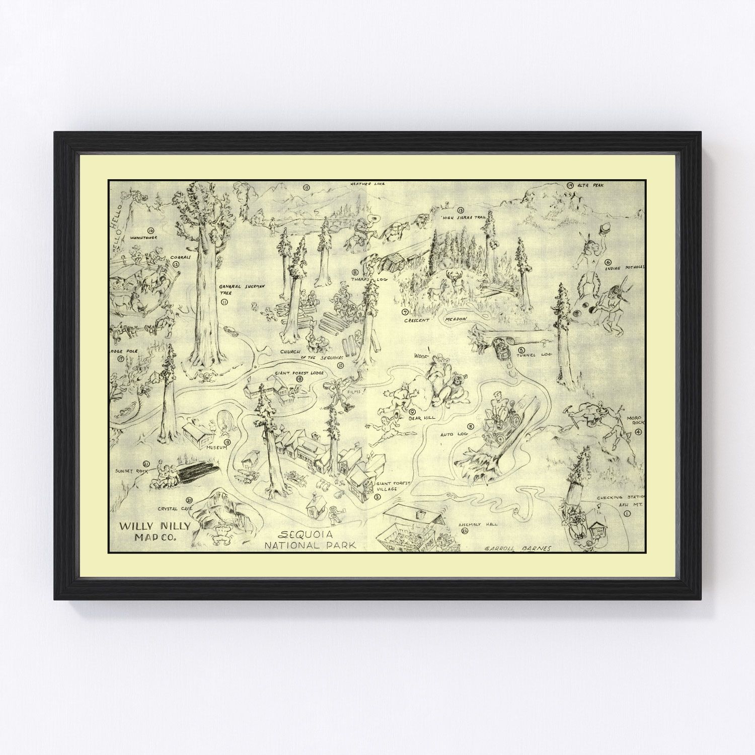Vintage Map of Sequoia National Park 1945