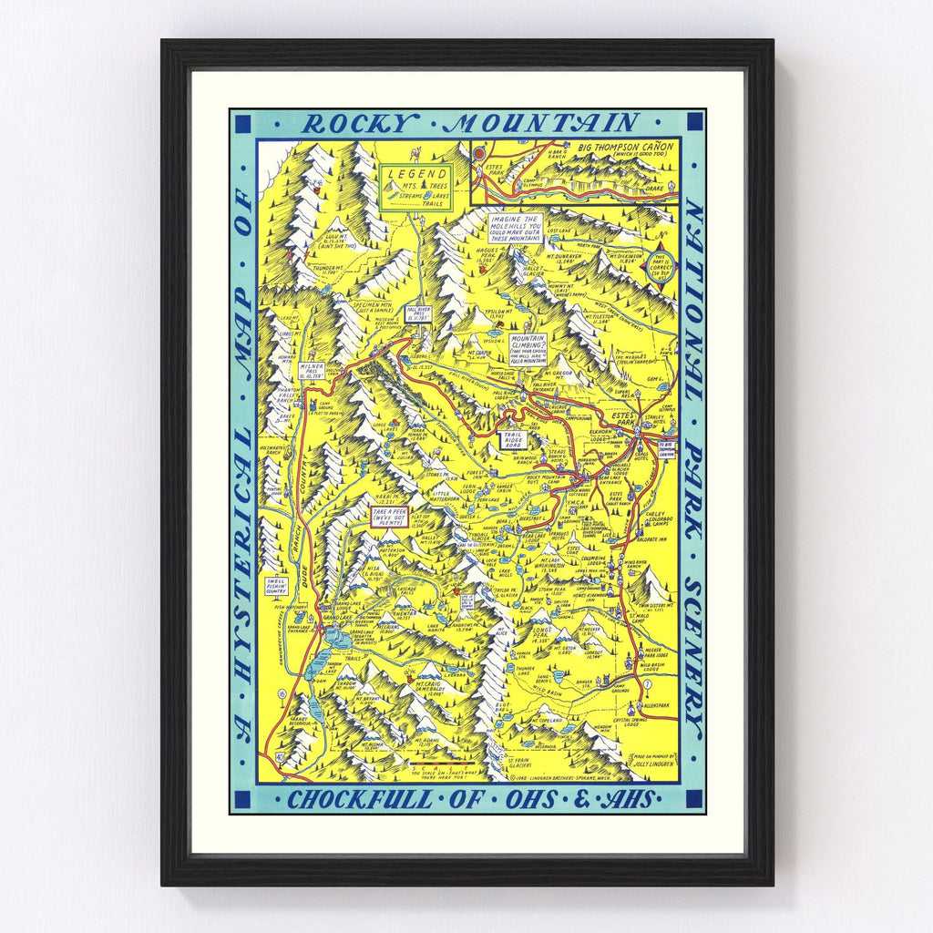 Vintage Map of Rocky Mountain National Park 1948