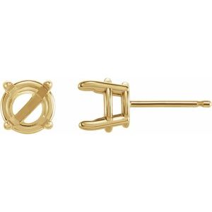 10K Yellow Gold 5.5 mm Round  4-Prong Claw Basket Earring Mounting