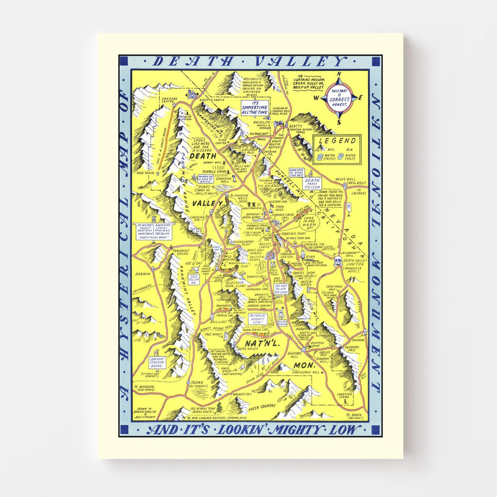 Vintage Map of Death Valley National Park 1948