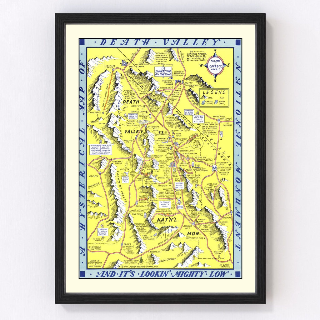 Vintage Map of Death Valley National Park 1948
