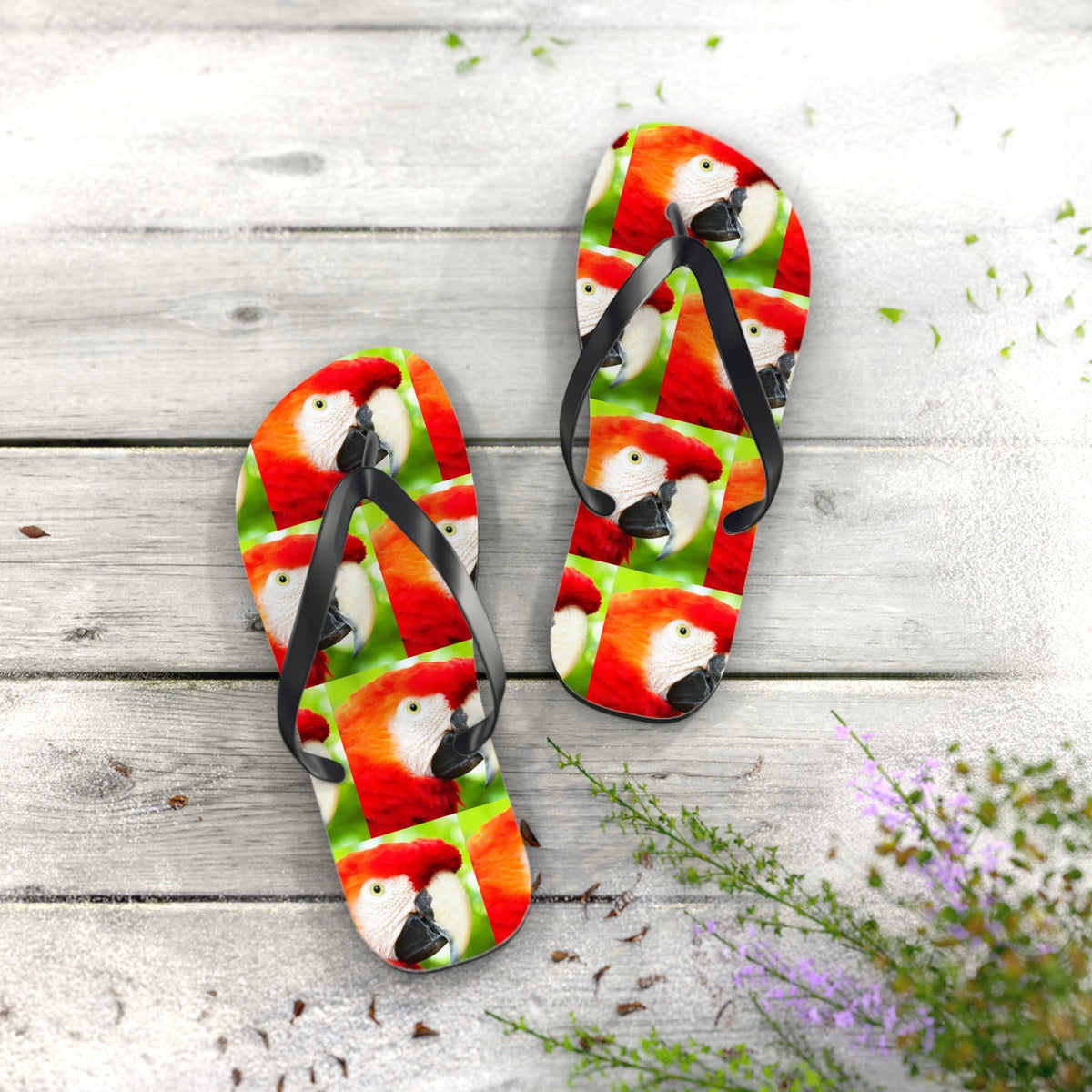 Scarlet Macaw Parrot Flip Flops