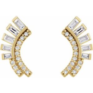 14K Yellow Gold 1/3 CTW Natural Diamond Fan Earrings – image 2