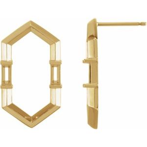 14K Yellow Gold 4x2 mm Straight Baguette Geometric Earring Mounting