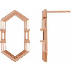 14K Rose Gold 4x2 mm Straight Baguette Geometric Earring Mounting