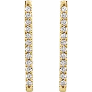 14K Yellow Gold 1/3 CTW Natural Diamond French-Set Bar Earrings – image 2